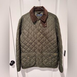 Polo Ralph Lauren Quilted Jacket Men’s Large Olive Green Corduroy Collar